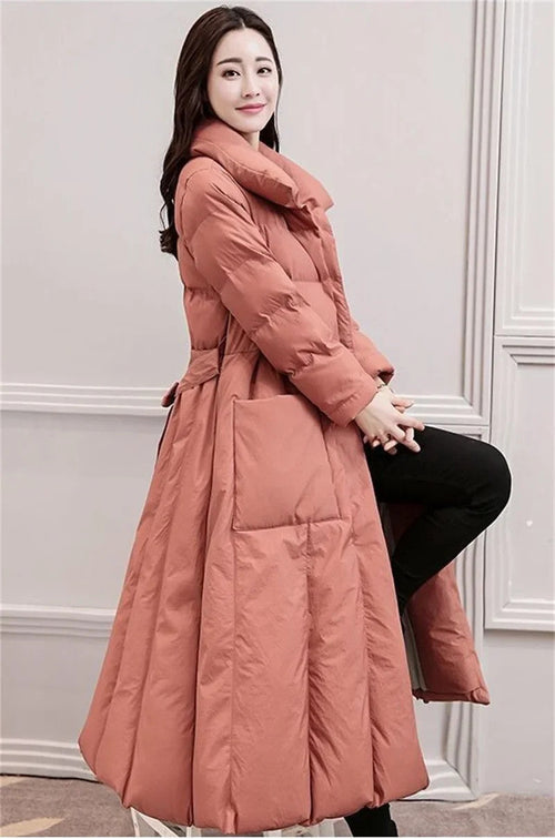 Women's Single Breasted Long Down Winter Jackets
