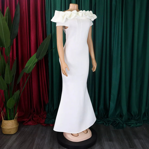 Elegant Women Long Evening Dresses Ruched Off Shoulder Slim Bodycon Mermiad
