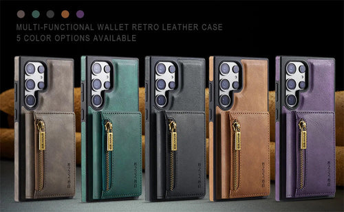 DG.Ming RFID Blocking Retro Flip Leather Case For Samsung Galaxy S25 S24 S22