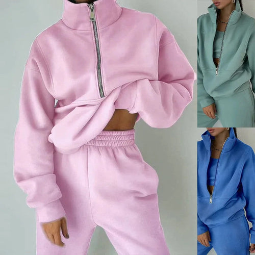 Women's Two-piece Sweater Fleece Sports Tracksuit