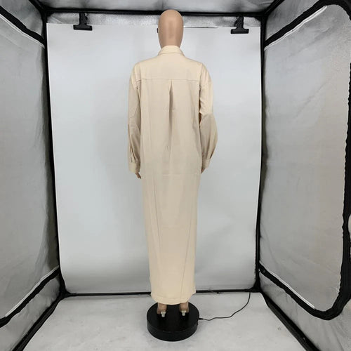 Women Shirt Windproof Shirt Dress Versatile Hem Stylish Autumn Winter Solid
