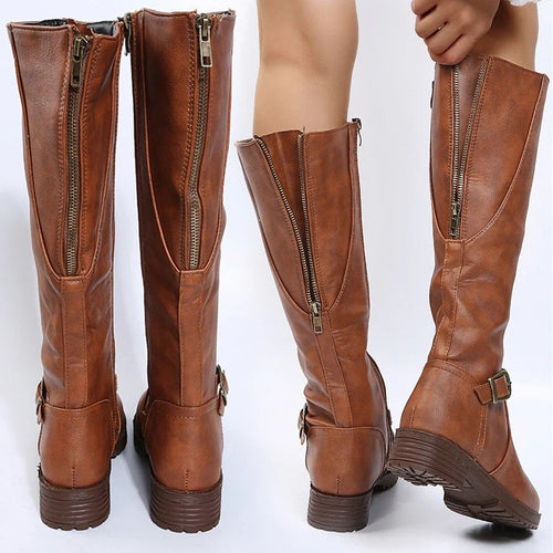 Women Knee High Platform Long Boots Pu Leather