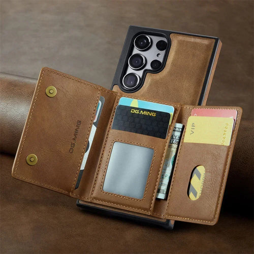 DG.Ming RFID Blocking Retro Flip Leather Case For Samsung Galaxy S25 S24 S22