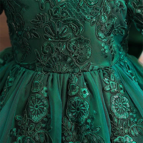 Girls And Toddler Long Sleeve Lace Birthday Tutu Princess Dress