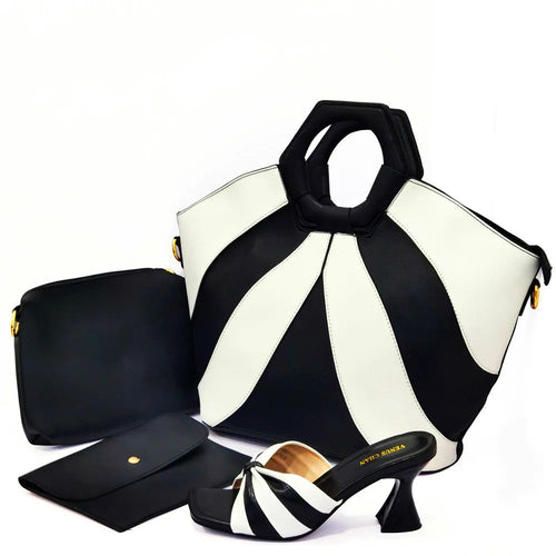 Summer Sandals for Women 2022 Fashion Colorblock Three Piece Tote Bag With High