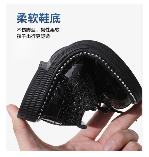 Boys Hollow Out silver Shoes Leather for Kids Party Wedding Dance Shoe Dress