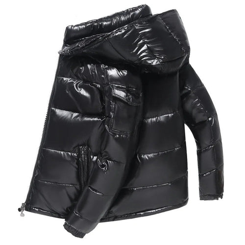 High Quality Outdoor Windproof Hooded Shiny Down Mens Jackets