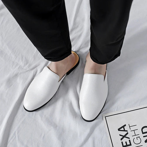 Men Half Breathable Leather Mules