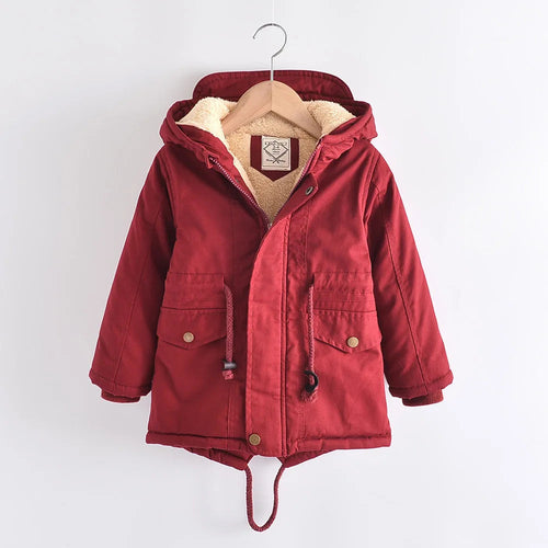 Winter Kids Clothes Plus Velvet Thicken Warm Jacket for Girls Casual Zipper