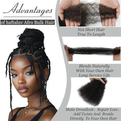 Brazilian Hair Afro Kinky Curly Wave Bulk Human Hair Extensions for Braiding