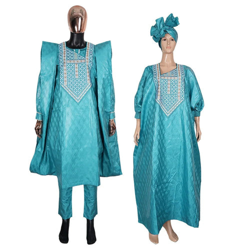 Elegant African Dresses for Women Traditional Bazin Embroidery Wedding Party