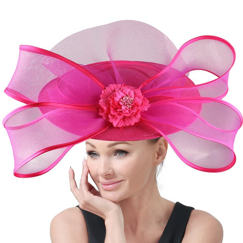 Elegant Wedding Big Size Fascinator Hat Women Flower Multimodal Hair Top Clips