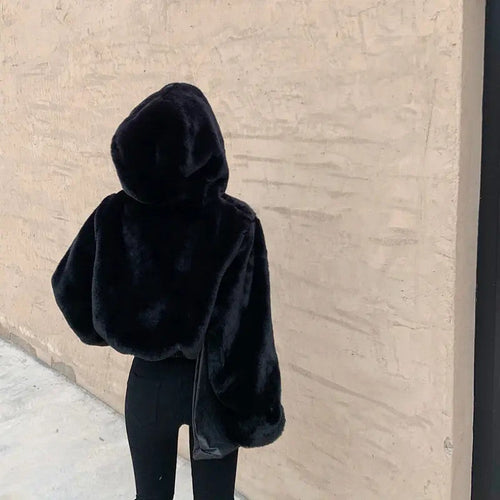 Women's Winter Fabulous Fluffy Hooded Fur Jacket