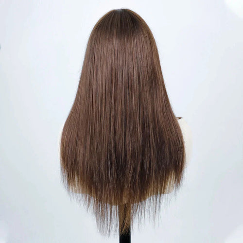 Human Hair Wigs With Bang Brazilian Straight Red Burgundy Human Hair Wigs Brown