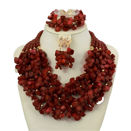 African Wedding Coral Beads Jewelry Set African Beads Jewelry Sets Nigerian