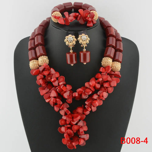 Traditional Nigerian Wedding Artificial Coral Beads Bridal Jewelry Sets African