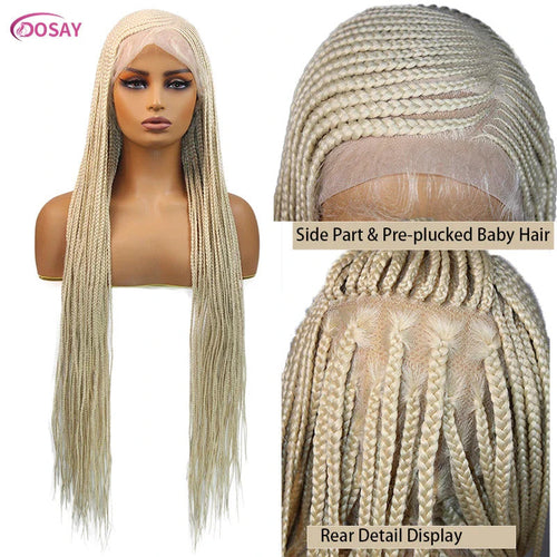36" Cornrow Box Braided Wigs 613 Blonde Synthetic Wig for Women High Quality