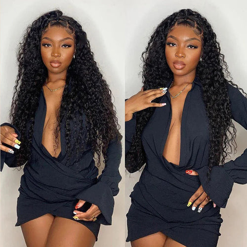 Water Wave Glueless Wig Human Hair Ready To Wear Pre Cut 4x4 Lace Closure Wig