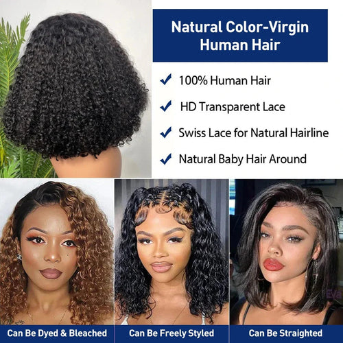 Afro Kinky Curly Short Bob Wig 13x4 Bob Wigs Human Hair Jerry Curly Lace Front