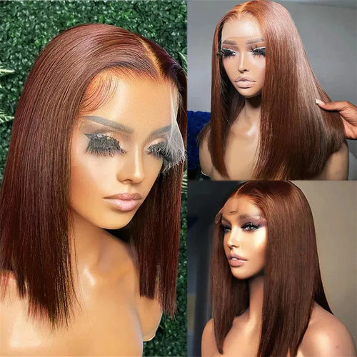 12A Double Drawn 210% Density Bone Straight Hair Bob Wig 13x4 Lace Front Wig