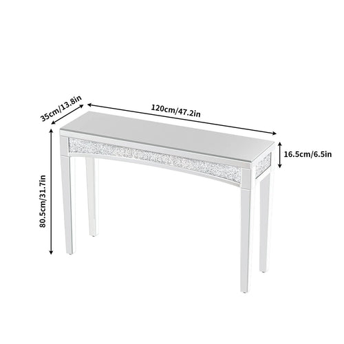47.2" Mirrored Desk Silver Console Table for Living Room, Entryway And Foyers
