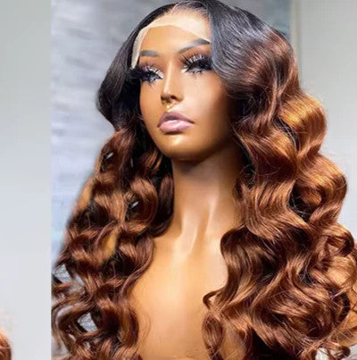 Ombre Blonde Deep Water Wave Pre-Plucked Hairline Human Hair 13x4 HD lace Wig