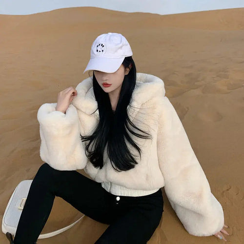 Women's Winter Fabulous Fluffy Hooded Fur Jacket
