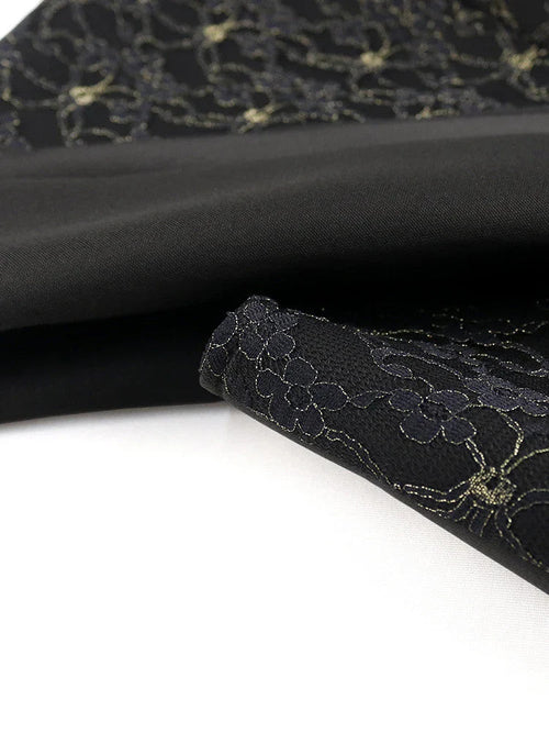 Black Long Prom Dresses High Neck Lace Patchwork Bodycon Women Evening Cocktail