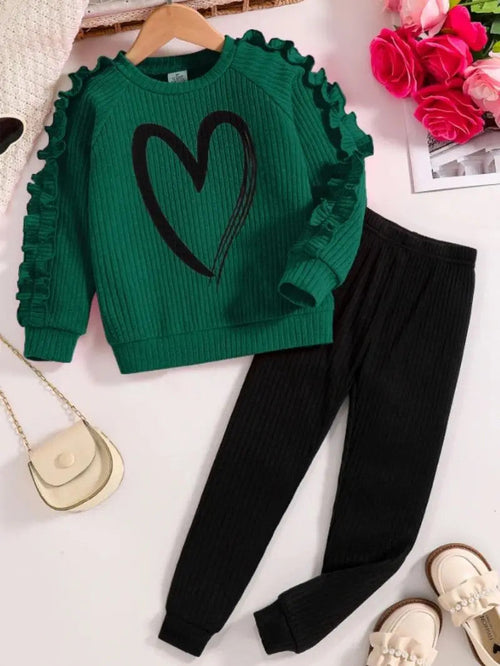 Spring and Autumn children fashion sports set girls sweater + casual pants