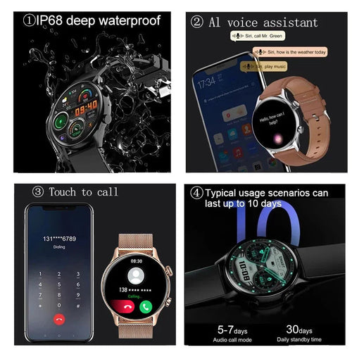 2025 New Smartwatch Women AMOLED HD Screen Always On Display Bluetooth Call