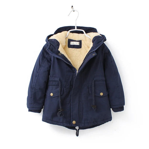 Winter Kids Clothes Plus Velvet Thicken Warm Jacket for Girls Casual Zipper