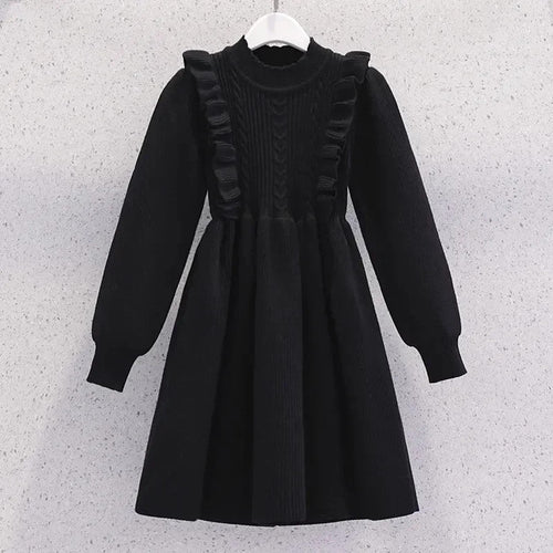 Women's Solid Color Casual Knit Sweater Pullover Autumn Winter Dress