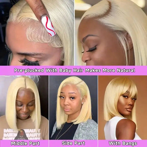 613 Blonde Bob Wig Human Hair 13x4 Lace Front Wigs Human Hair Pre Plucked