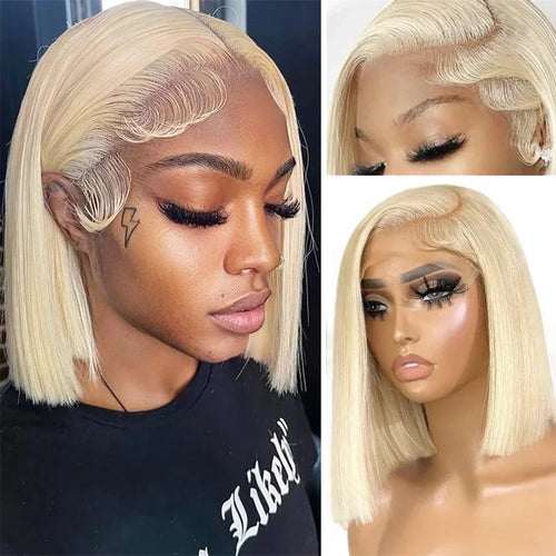 100% Vietnamese Super Double Drawn Bone Straight 13x4 Frontal Bob Wig with