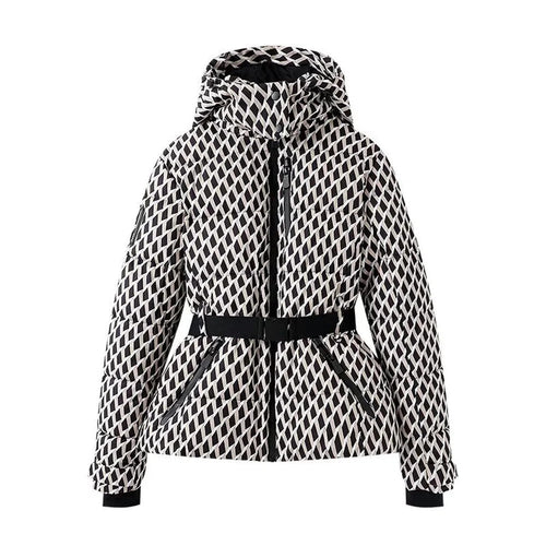 Women's warm skiing series waist down cotton jacket winter new hooded slim fit