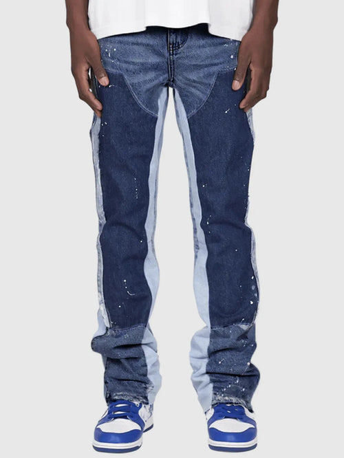 Men's Fashion Jeans Work Pants, European and American Fashion Workwear Elastic