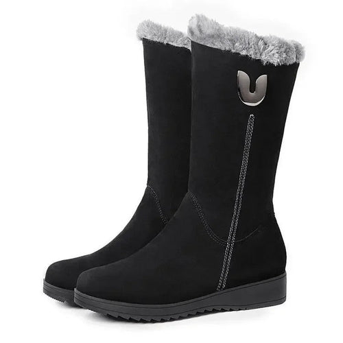 Warm Chelsea High Fur Boots Women 2025 Winter Shoes for Women Chunky Mid-calf