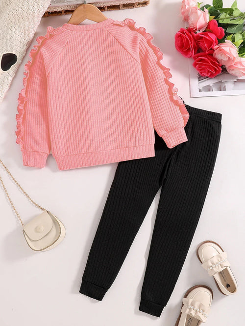 Spring and Autumn children fashion sports set girls sweater + casual pants