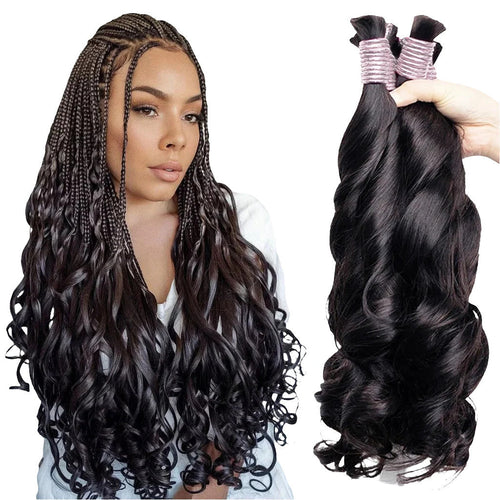 100g Human Hair Bulk for Braiding French Curls Boho Braids Loose Wave Romance