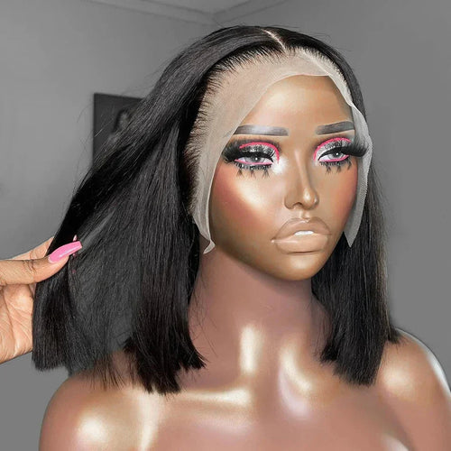 100% Vietnamese Super Double Drawn Bone Straight 13x4 Frontal Bob Wig with