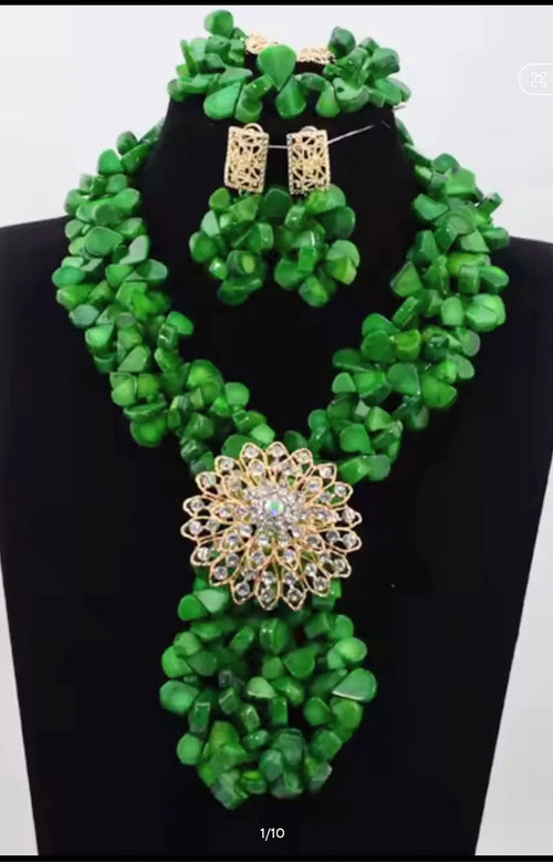 Fabulous African Beads Jewelry Set Latest Coral Beads Necklace Set Wholesale
