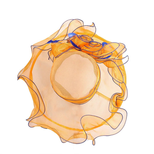 Women's Fascinators Organza Sun Hats Wide Brim Wedding Bride Tea Party Church