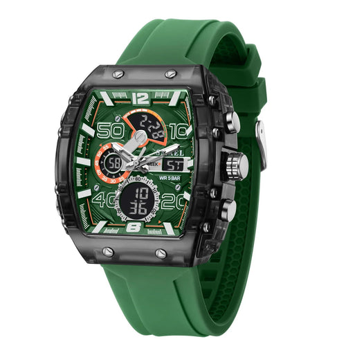 Men's 8109 electronic watch fashion square dual display waterproof luminous