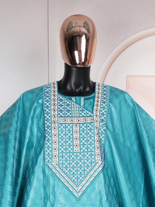 Elegant African Dresses for Women Traditional Bazin Embroidery Wedding Party