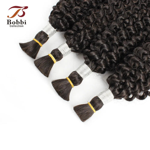 100% Human Hair Bulk for Braiding 1 Bundle Jerry Curly Natural Black Indian