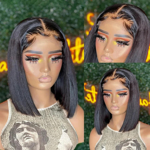 100% Vietnamese Super Double Drawn Bone Straight 13x4 Frontal Bob Wig with