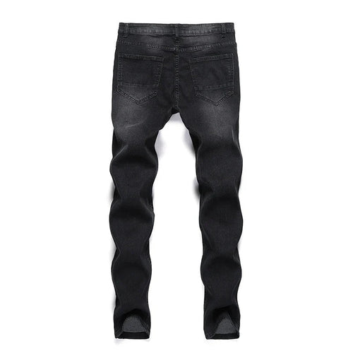 2025 New Fashion Street Style Ripped Skinny Jeans Men Vintage wash Solid Denim