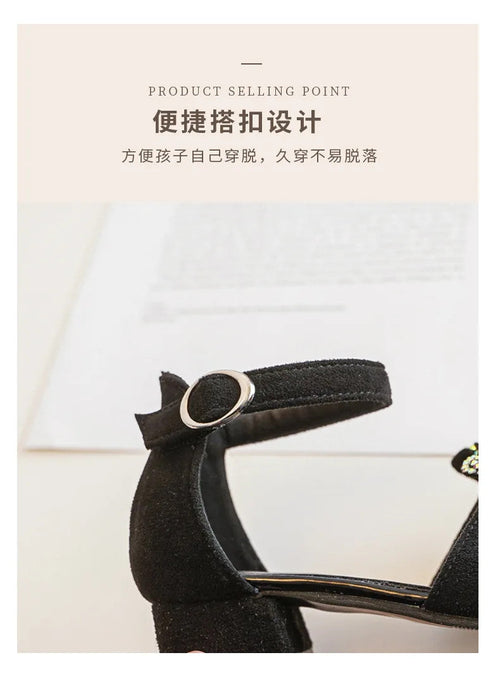 Girls' Sandals Summer New High Heel Soft-soled Princess Shoes Fashion Bow Roman