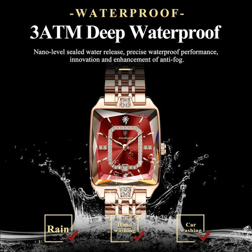 Luxury Elegant Watch For Women Date Waterproof Rectangle Ladies Watch
