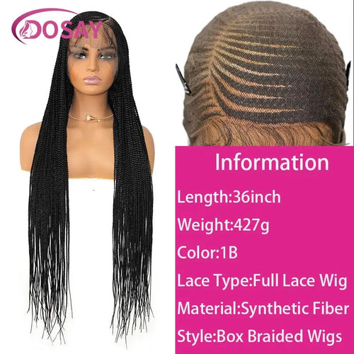 36" Cornrow Box Braided Wigs 613 Blonde Synthetic Wig for Women High Quality